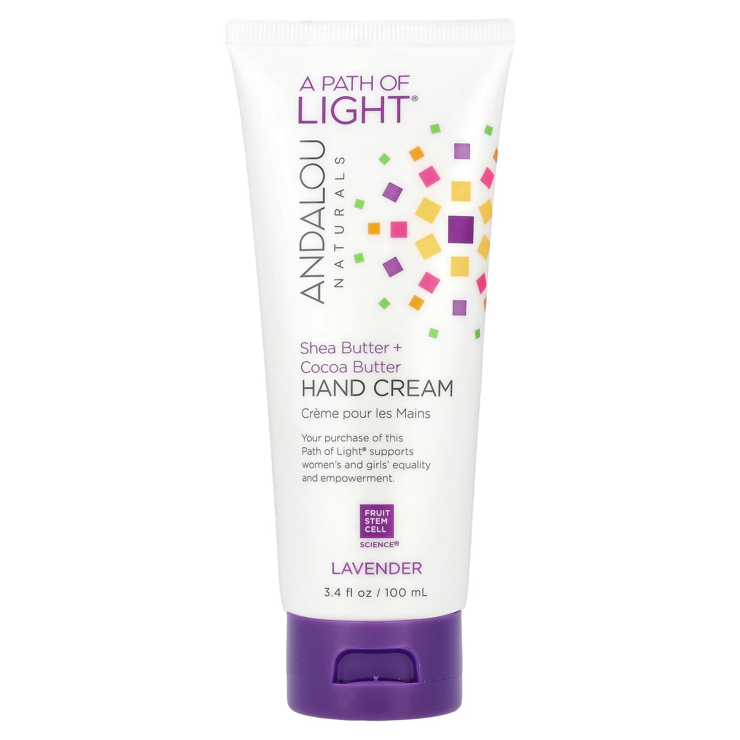 Andalou Naturals, A Path of Light®, Shea Butter + Cocoa Butter Hand Cream, Lavender, 3.4 fl oz (100 ml)