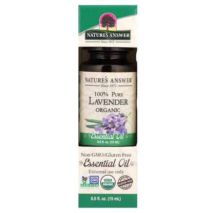 Nature's Answer, 100% Pure Organic Essential Oil, Lavender, 0.5 fl oz (15 ml)