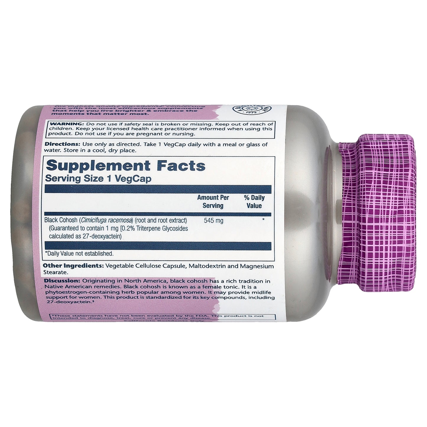 Solaray, Black Cohosh, 545 mg, 120 VegCaps