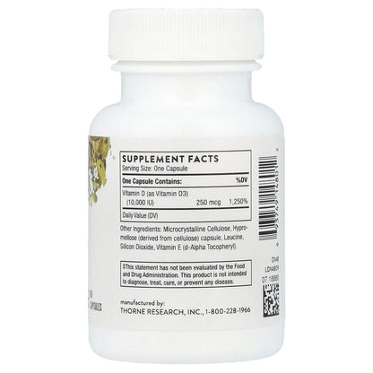 Thorne, D-10,000, 60 Capsules (250 mcg per Capsule)