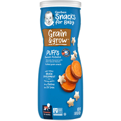 Gerber, Snacks for Baby, Grain & Grow, Puffs, Puffed Grain Snack, 8+ Months, Sweet Potato, 1.48 oz (42 g)