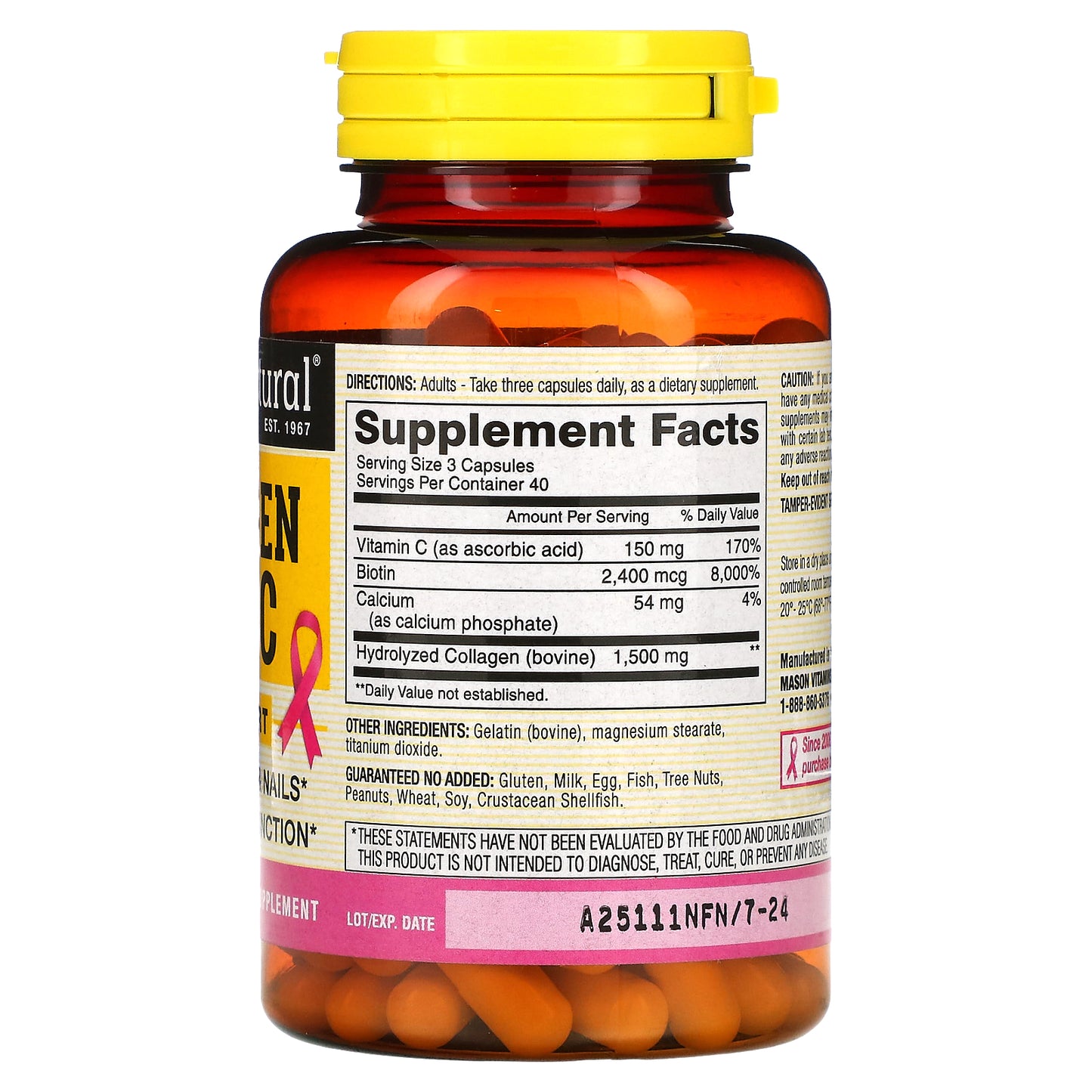 Mason Natural, Collagen 1,500 + C, 120 Capsules