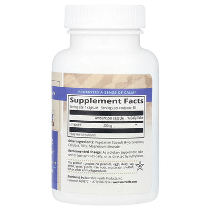 NutraLife, L-Theanine, 200 mg, 60 Capsules