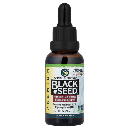Amazing Herbs, Black Seed™, 100% Pure Cold-Pressed Black Cumin Seed Oil, 1 fl oz (30 ml)