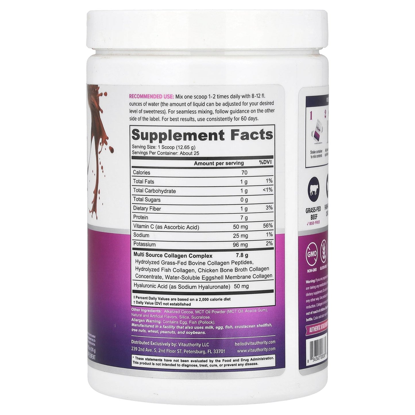 Vitauthority, Multi Collagen Protein+, Chocolate Swirl, 11.15 oz (316 g)