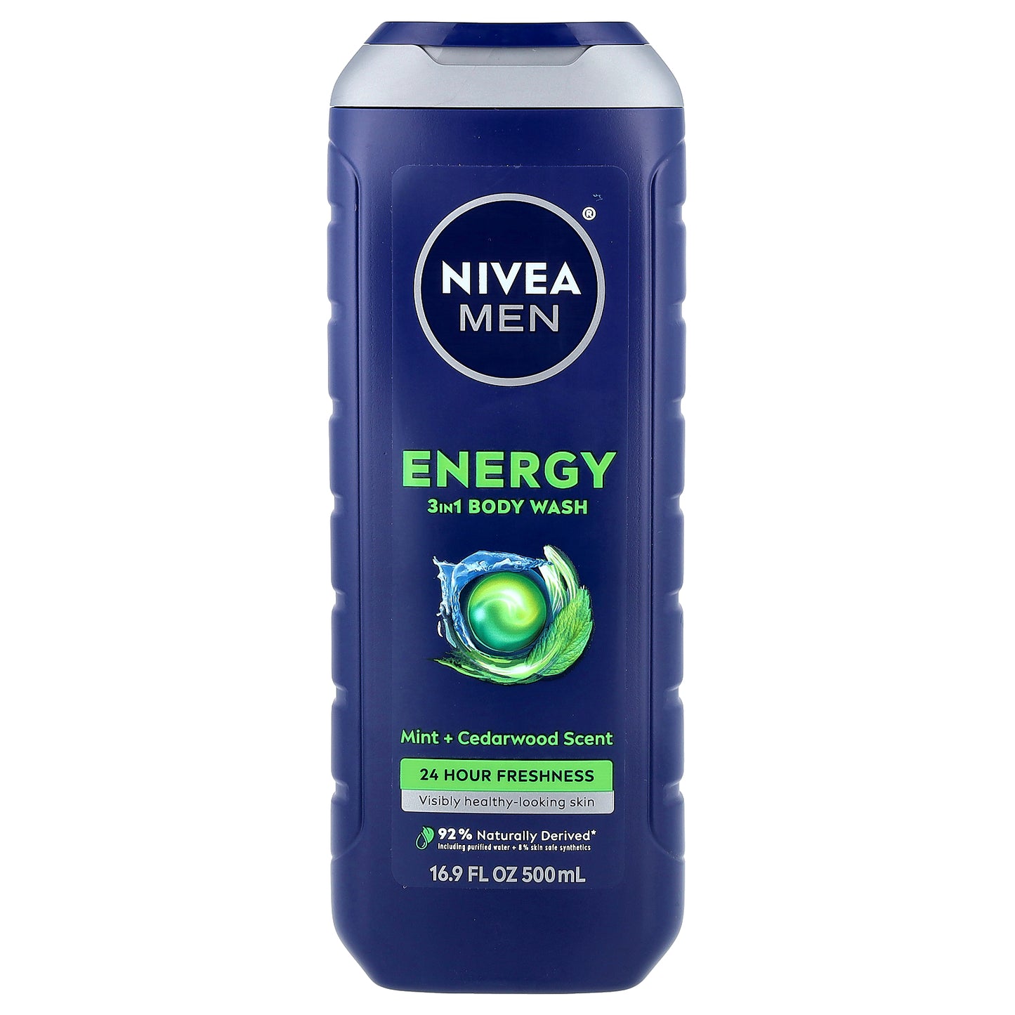 Nivea, Men, Energy 3 in 1 Body Wash, Mint & Cedarwood, 16.9 fl oz (500 ml)