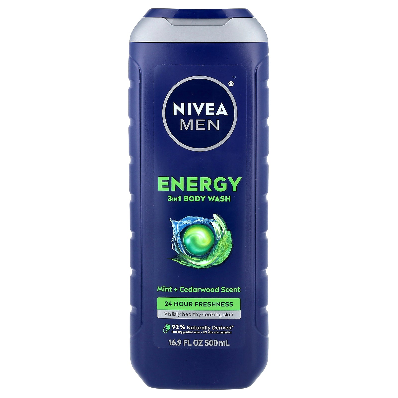 Nivea, Men, Energy 3 in 1 Body Wash, Mint & Cedarwood, 16.9 fl oz (500 ml)