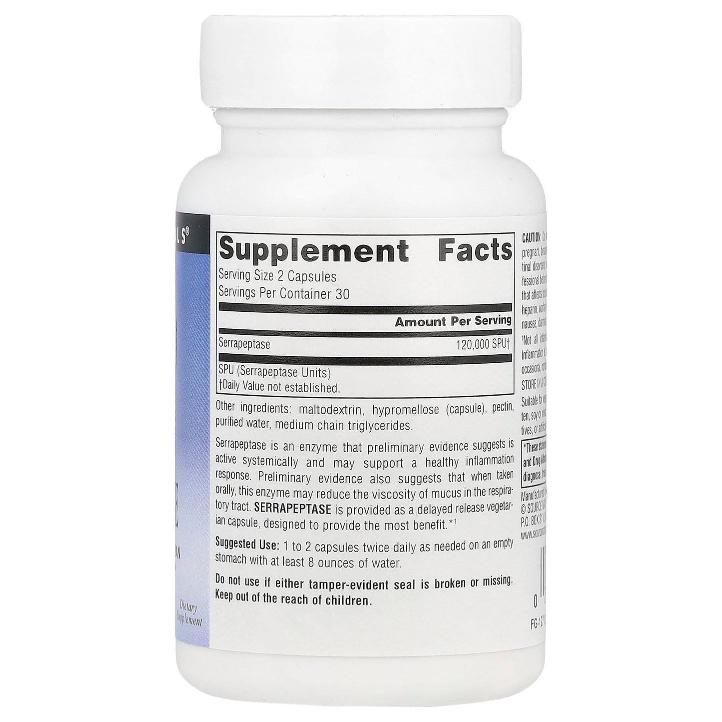 Source Naturals, Serrapeptase, 60 Capsules (60,000 SPU Per Capsule)