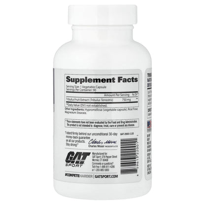 GAT, Tribulus, Men's Performance Enhancer, 90 Veg Capsules (750 mg per Capsule)