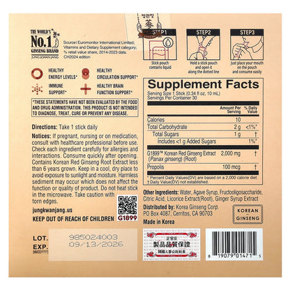 JungKwanJang, Korean Red Ginseng Extract, Everytime , 30 Sticks, 0.34 fl oz (10 ml) Each