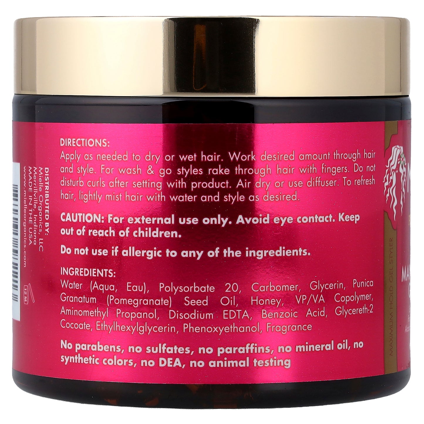 Mielle, Gel Styler, Maximum Hold, Pomegranate & Honey Blend, 16 oz (454 g)