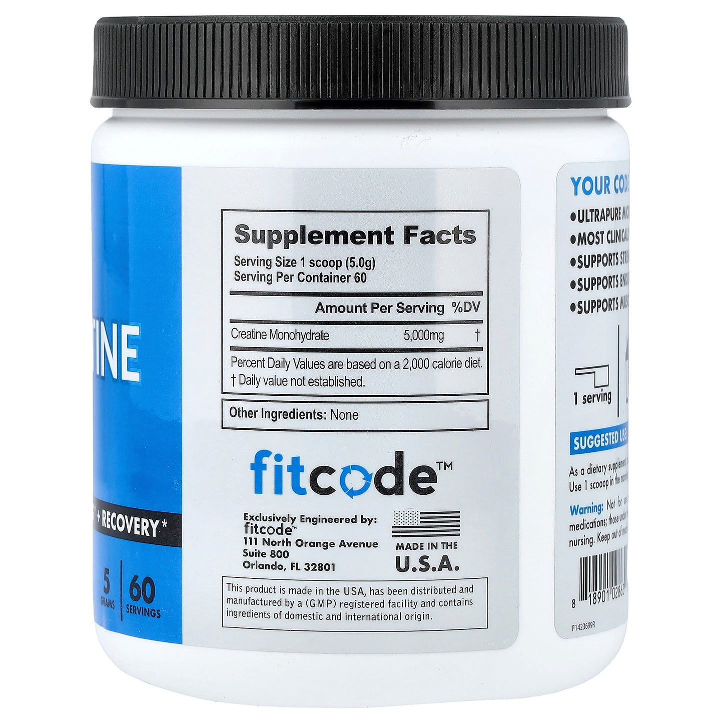 fitcode, Creatine, Unflavored, 10.6 oz (300 g)