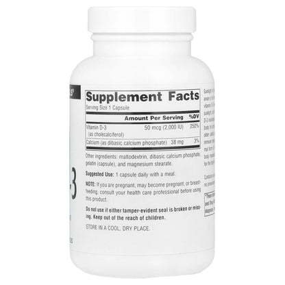 Source Naturals, Vitamin D-3, 50 mcg (2,000 IU), 200 Capsules