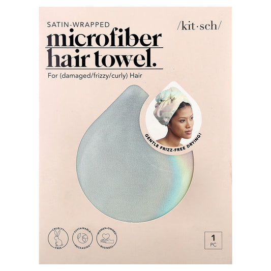 Kitsch, Satin-Wrapped Microfiber Hair Towel, Aura, 1 Piece