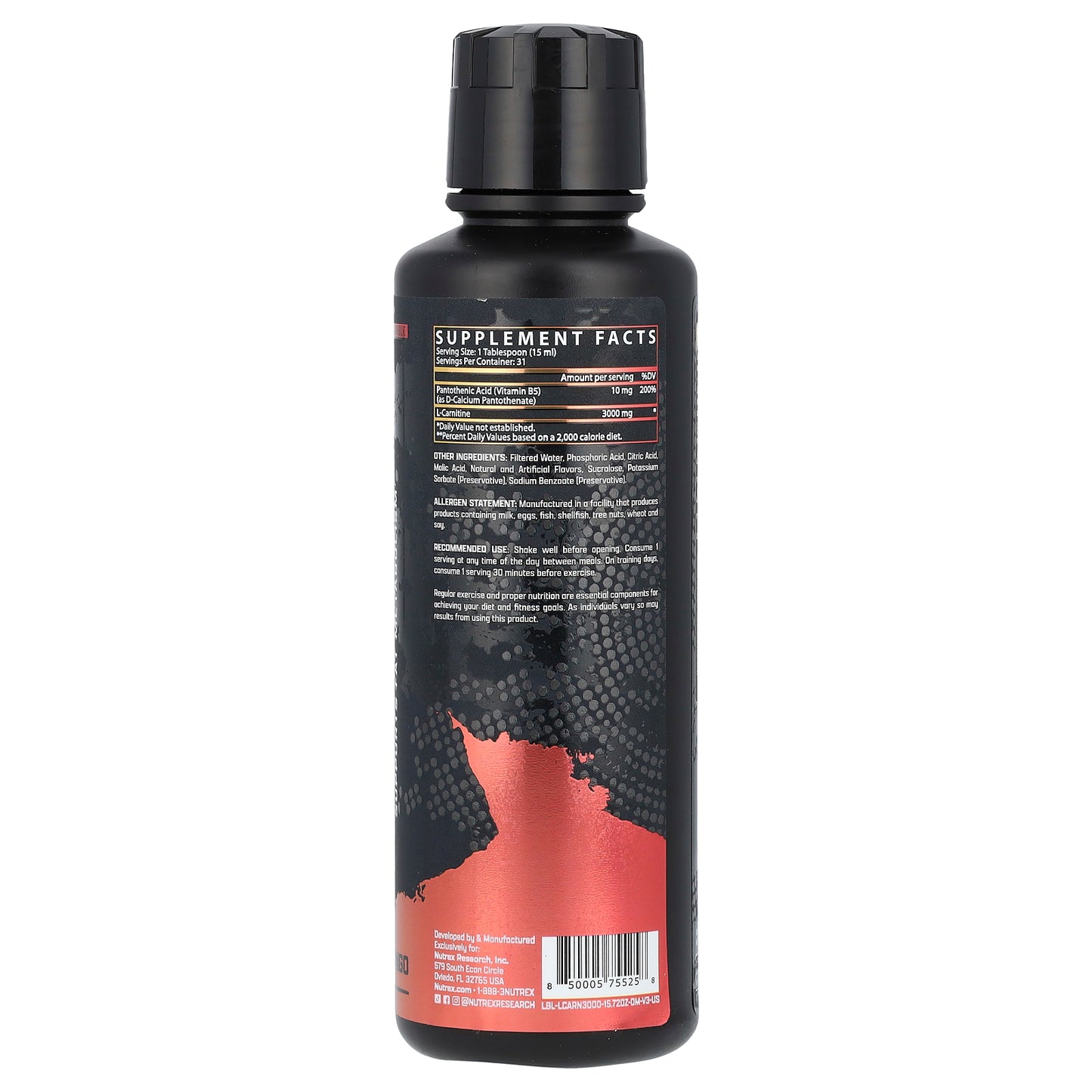 Nutrex Research, L-Carnitine 3000, Orange Mango, 15.72 fl oz (465 ml)