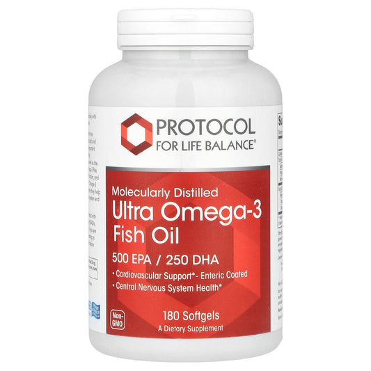 Protocol for Life Balance, Molecularly Distilled Ultra Omega-3 Fish Oil, 180 Softgels