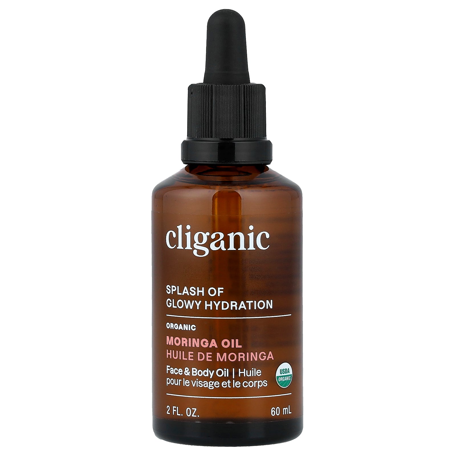 Cliganic, Splash of Glowy Hydration™, Organic Moringa Oil, 2 fl oz (60 ml)
