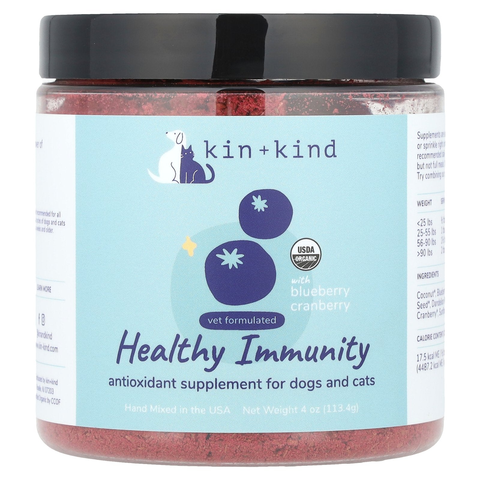 Kin+Kind, Healthy Immunity With Blueberry Cranberry, For Dogs and Cats, 4 oz (113.4 g)
