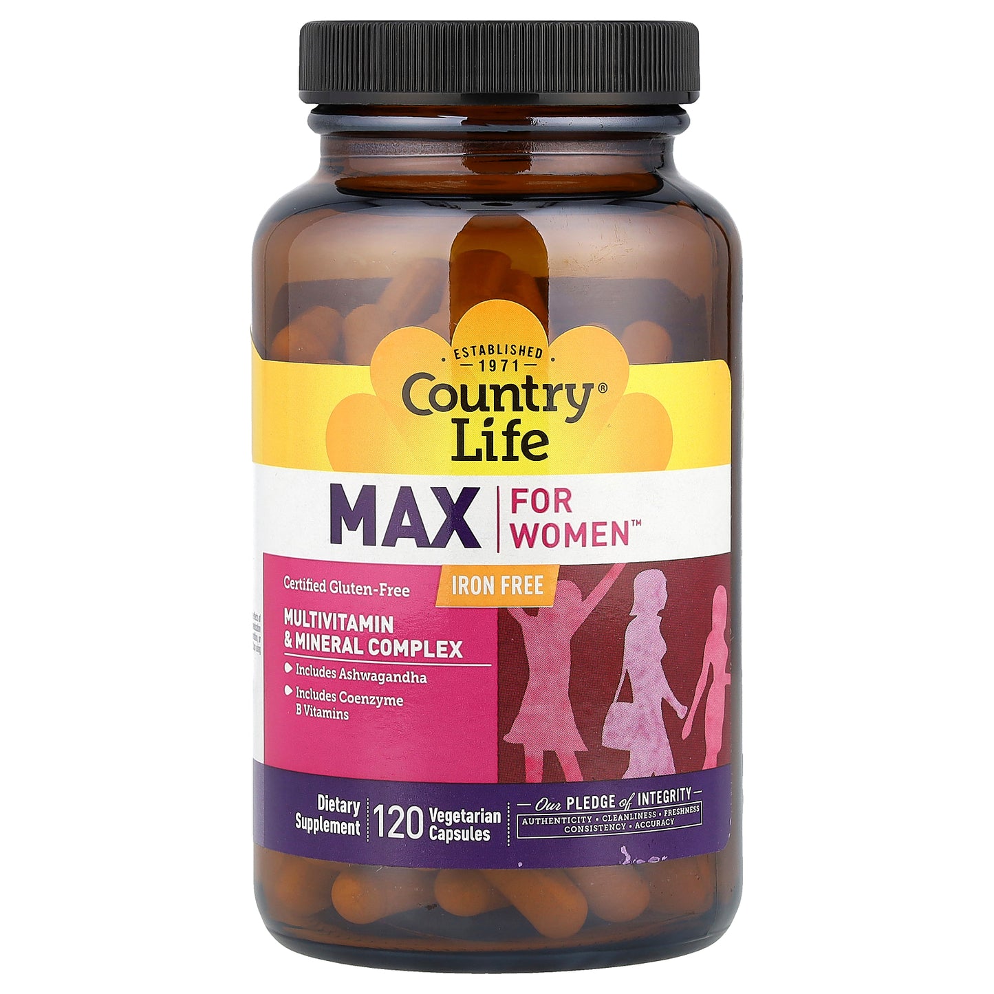 Country Life, Max for Women™, Multivitamin & Mineral Complex, Iron Free, 120 Vegetarian Capsules