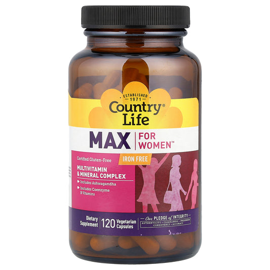 Country Life, Max for Women™, Multivitamin & Mineral Complex, Iron Free, 120 Vegetarian Capsules
