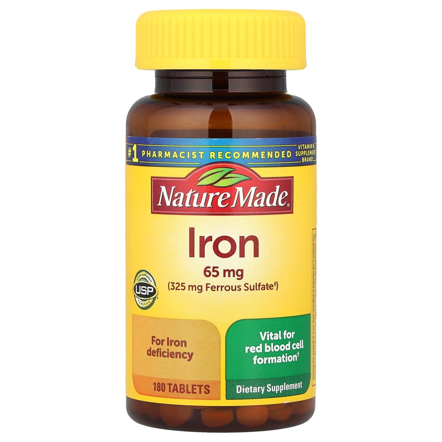 Nature Made, Iron, 65 mg, 180 Tablets