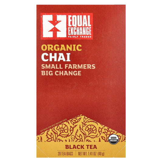 Equal Exchange, Organic Chai Black Tea, 20 Tea Bags, 1.41 oz (40 g)