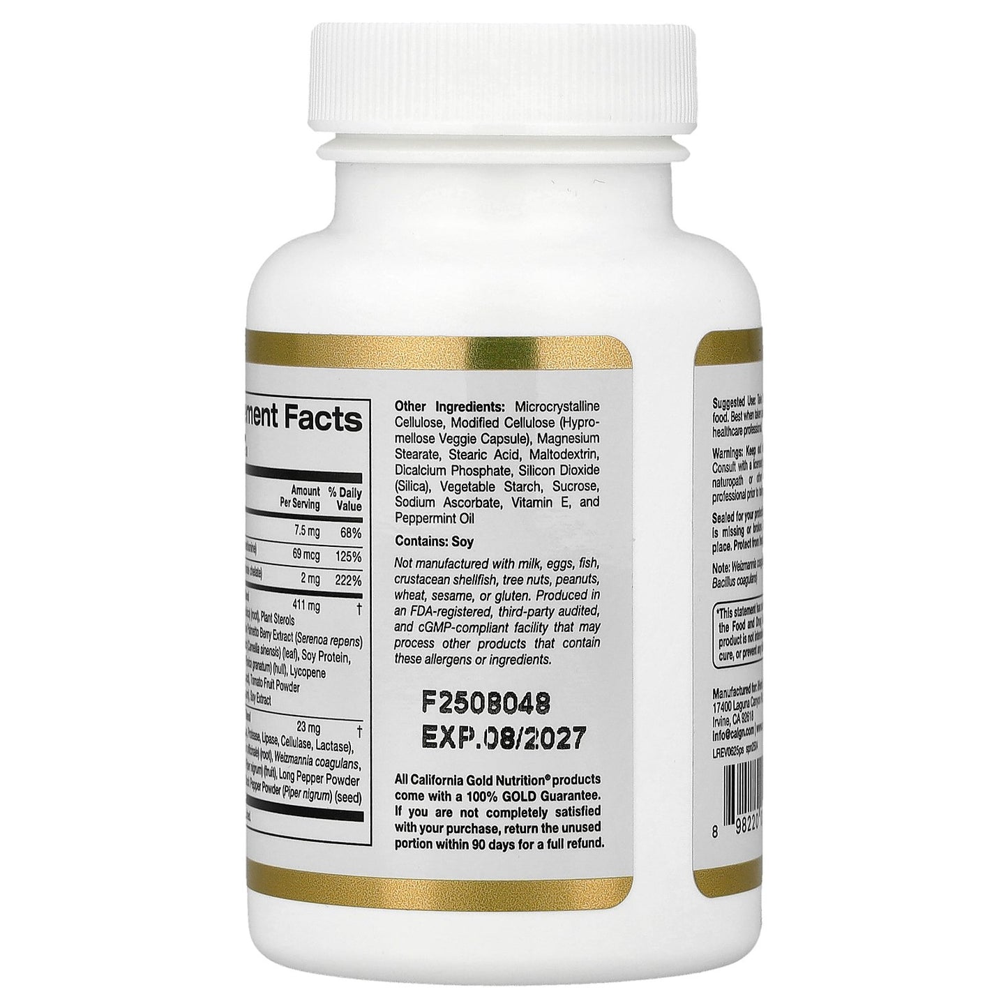 California Gold Nutrition, Prostate Support with Proprietary Support Blend, Saw Palmetto, Nettle Root, and Zinc Oxide, 90 Veggie Capsules