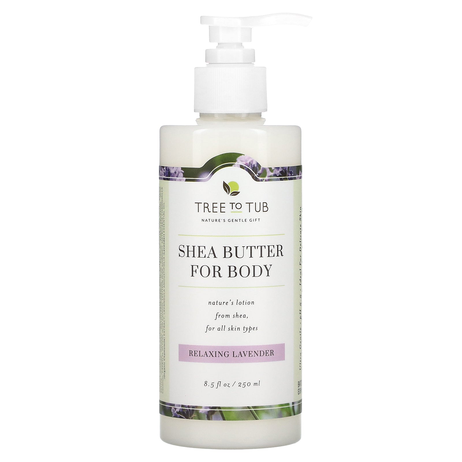 Tree To Tub, Shea Butter Moisturizing Body Lotion, Non-Greasy, Hydrating for Dry, Sensitive Skin, Lavender, 8.5 fl oz (250 ml)