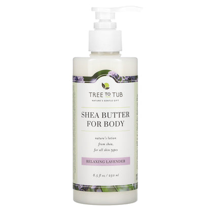 Tree To Tub, Shea Butter Moisturizing Body Lotion, Non-Greasy, Hydrating for Dry, Sensitive Skin, Lavender, 8.5 fl oz (250 ml)