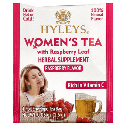 Hyleys Tea, Women's Tea with Raspberry Leaf, Raspberry, 25 Foil Envelop Tea Bags, 1.32 oz (37.5 g)