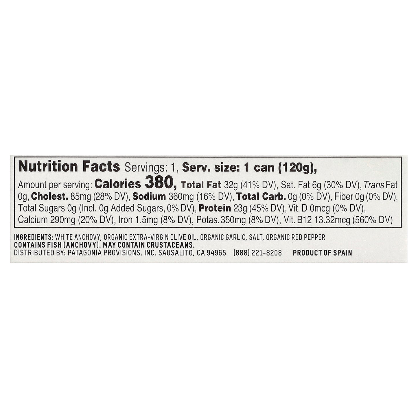 Patagonia Provisions, Roasted Garlic Spanish White Anchovies In Organic Extra-Virgin Olive Oil, 4.2 oz (120 g)