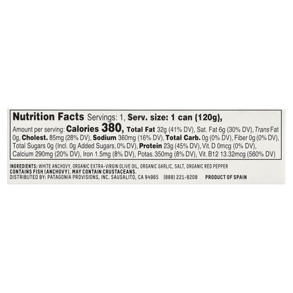 Patagonia Provisions, Roasted Garlic Spanish White Anchovies In Organic Extra-Virgin Olive Oil, 4.2 oz (120 g)