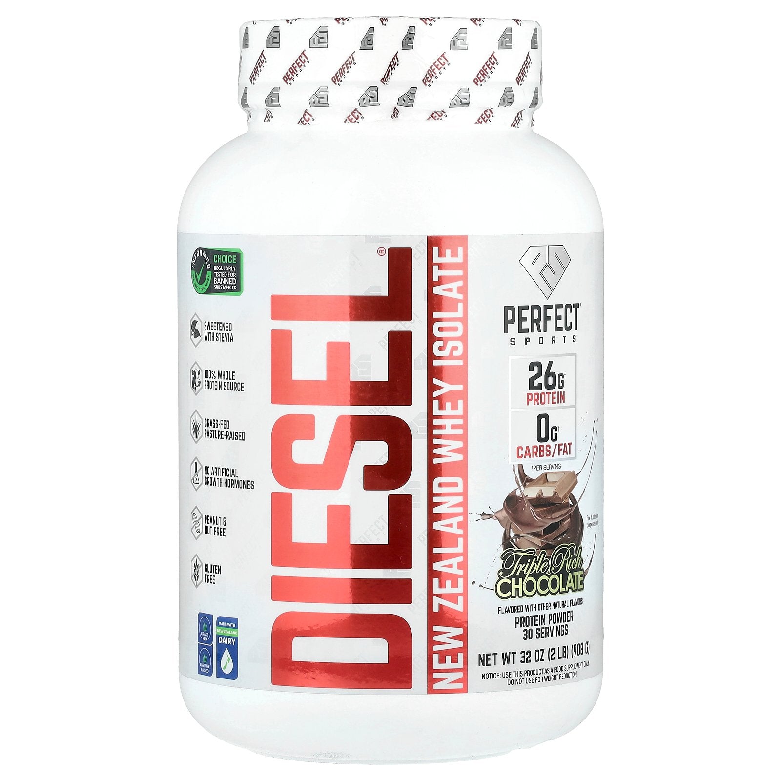 PERFECT Sports, Diesel®, New Zealand Whey Isolate, Triple Rich Chocolate, 2 lb (908 g)