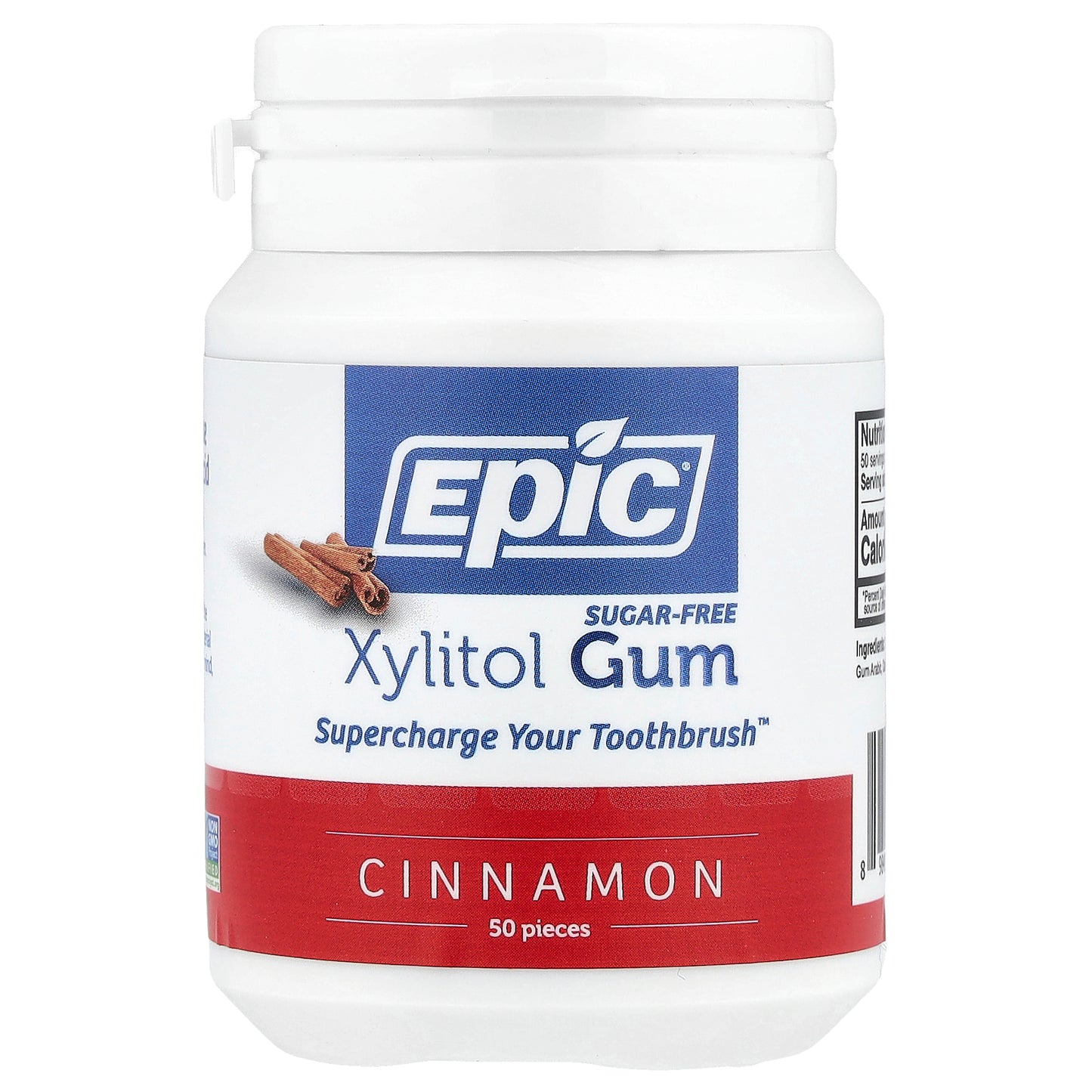 Epic Dental, Xylitol Gum, Cinnamon, 50 Pieces