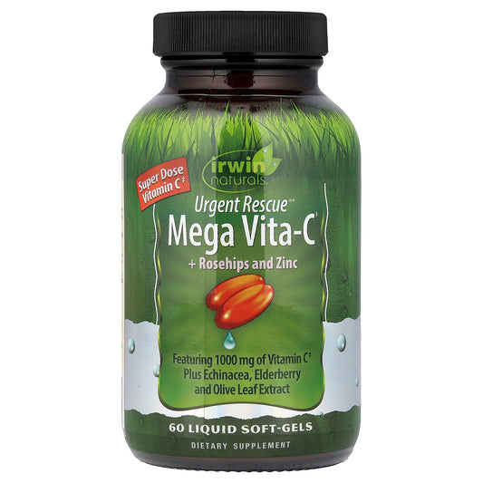 Irwin Naturals, Urgent Rescue®, Mega Vita-C + Rosehips and Zinc, 60 Liquid Soft-Gels