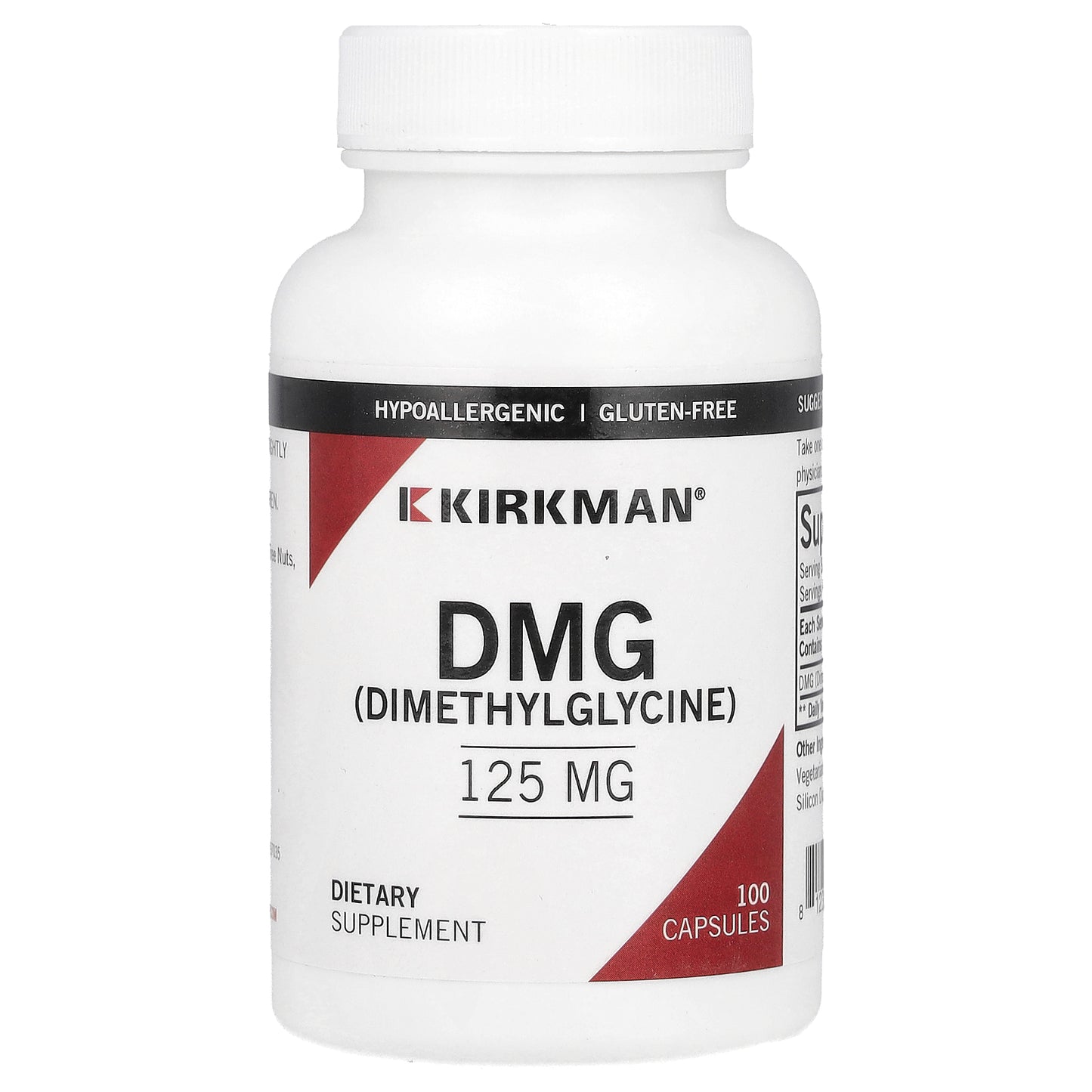 Kirkman Labs, DMG (Dimethylglycine), 125 mg, 100 Capsules