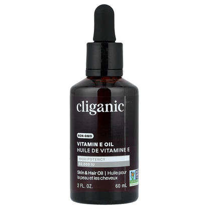 Cliganic, 100% Pure Vitamin E Oil, 60,000 IU, 2 fl oz (60 ml)