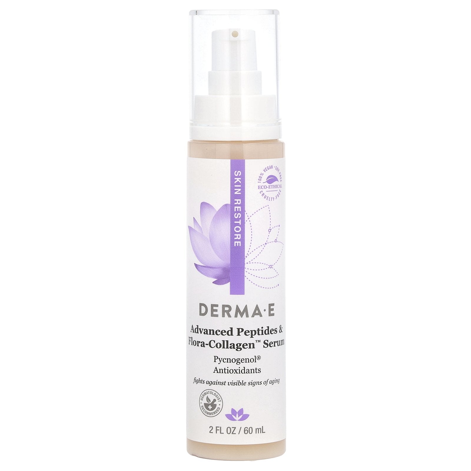 DERMA E, Advanced Peptides & Flora-Collagen Serum, 2 fl oz (60 ml)