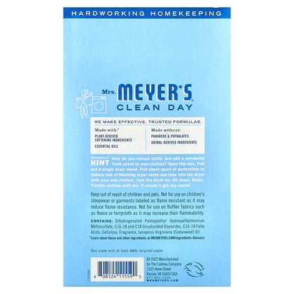 Mrs. Meyers Clean Day, Dryer Sheets, Rain Water , 80 Sheets