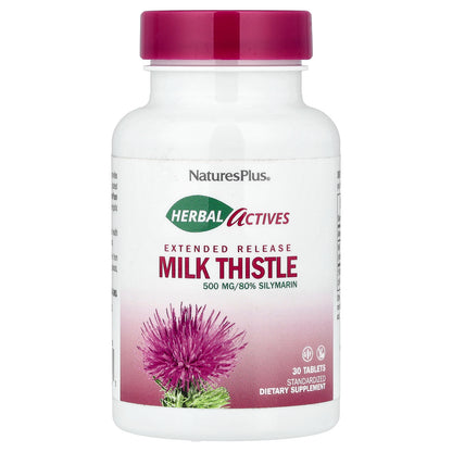 NaturesPlus, Herbal Actives, Milk Thistle, Extended Release, 500 mg, 30 Tablets