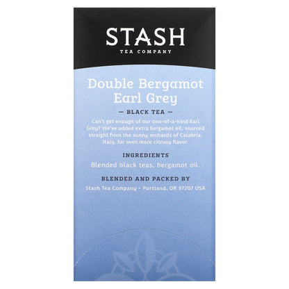 Stash Tea, Black Tea, Double Bergamot Earl Grey, 18 Tea Bags, 1.1 oz (33 g)