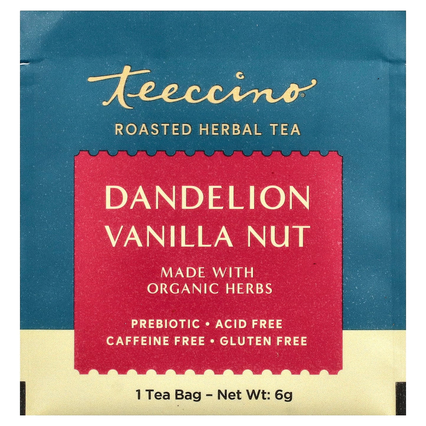 Teeccino, Roasted Herbal Tea, Dandelion Vanilla Nut, Caffeine Free, 25 Tea Bags, 5.3 oz (150 g)