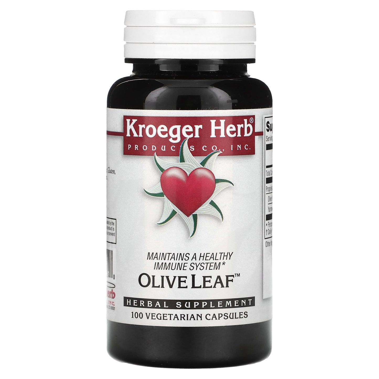 Kroeger Herb Co, Olive Leaf, 100 Vegetarian Capsules