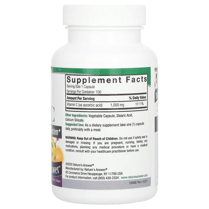 Nature's Answer, Vitamin C, 1,000 mg, 100 Vegetarian Capsules