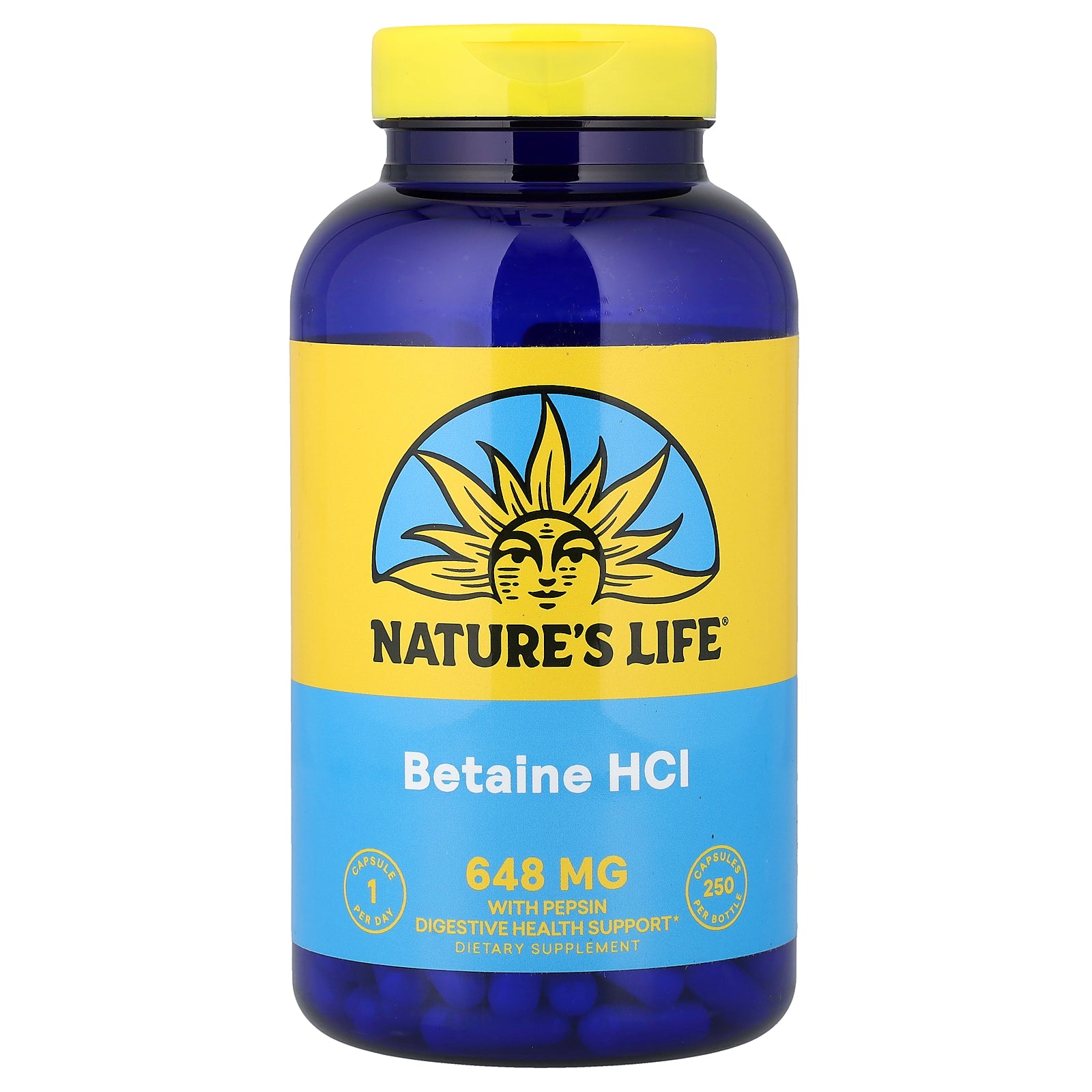 Nature's Life, Betaine HCl, 648 mg, 250 Capsules