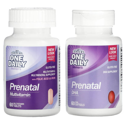 21st Century, Prenatal Multivitamin Plus DHA, 2 Bottles, 60 Tablets / 60 Softgels