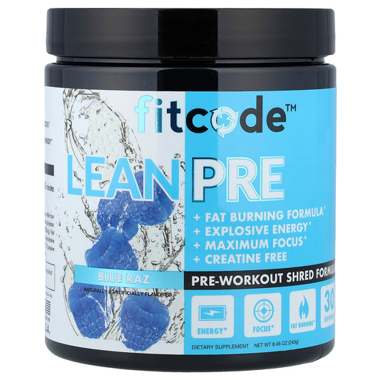 fitcode, LeanPre, Pre-Workout Shred Formula, Blue Raz, 8.46 oz (240 g)