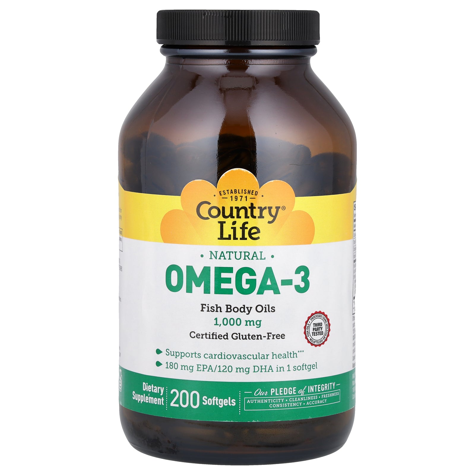 Country Life, Natural Omega-3, 1,000 mg, 200 Softgels