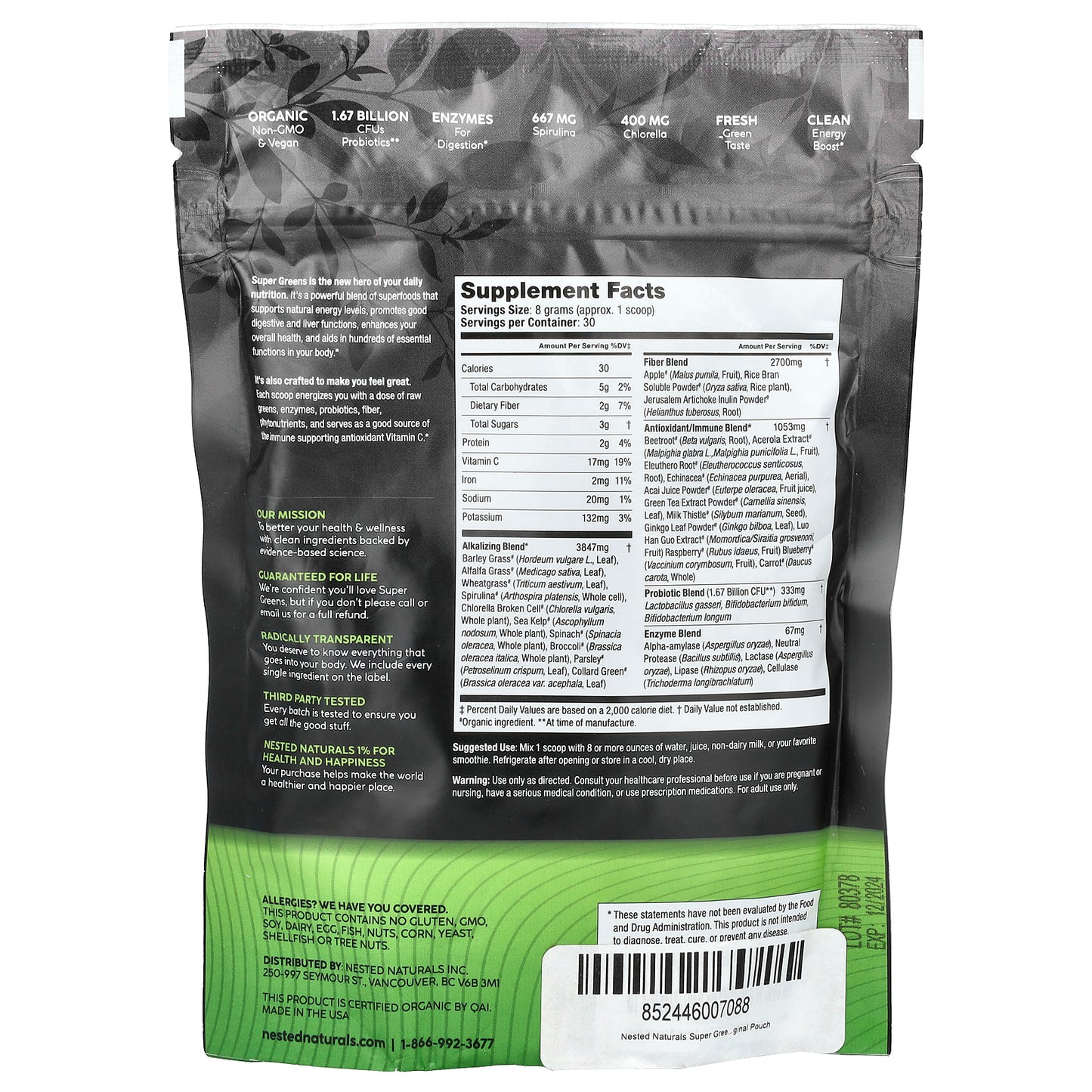 Nested Naturals, Super Greens, Original, 8.5 oz (240 g)