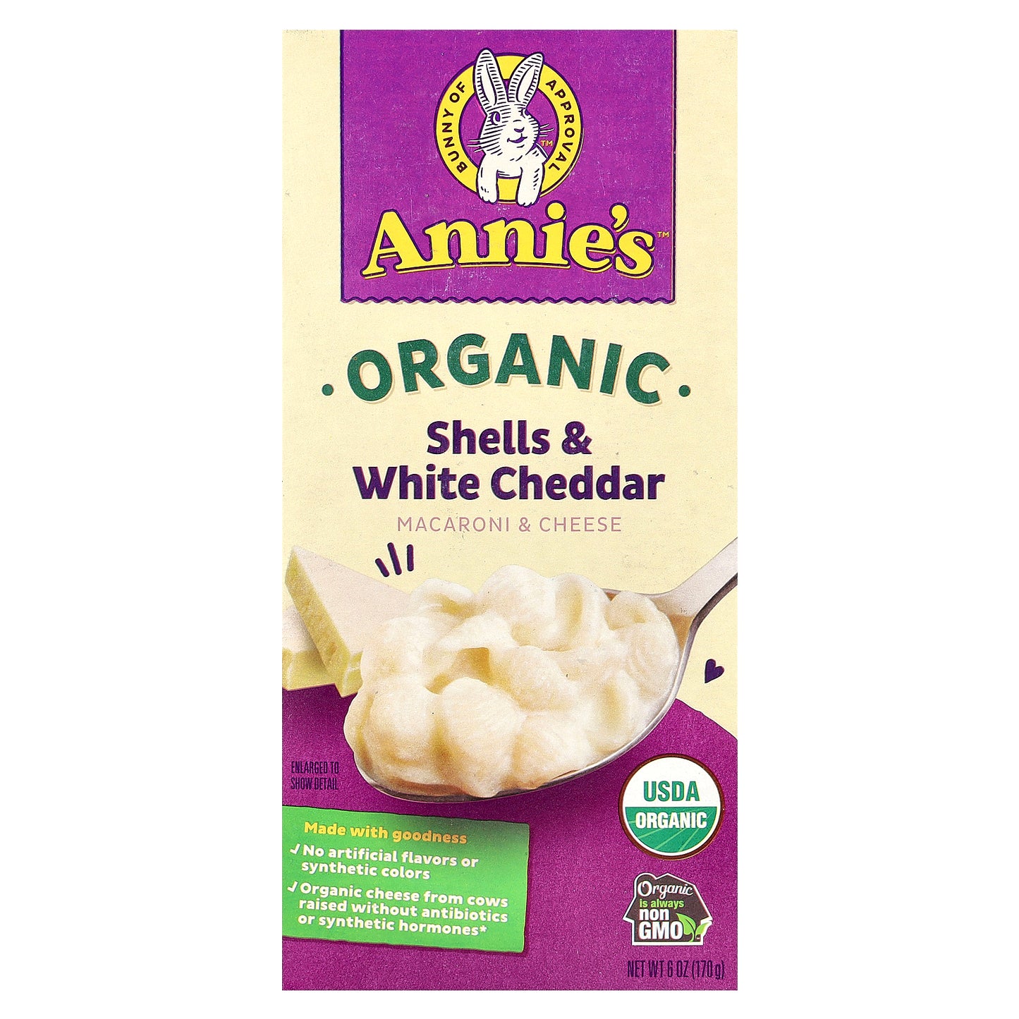Annie's Homegrown, Organic Macaroni & Cheese, Shells and White Cheddar, 6 oz (170 g)